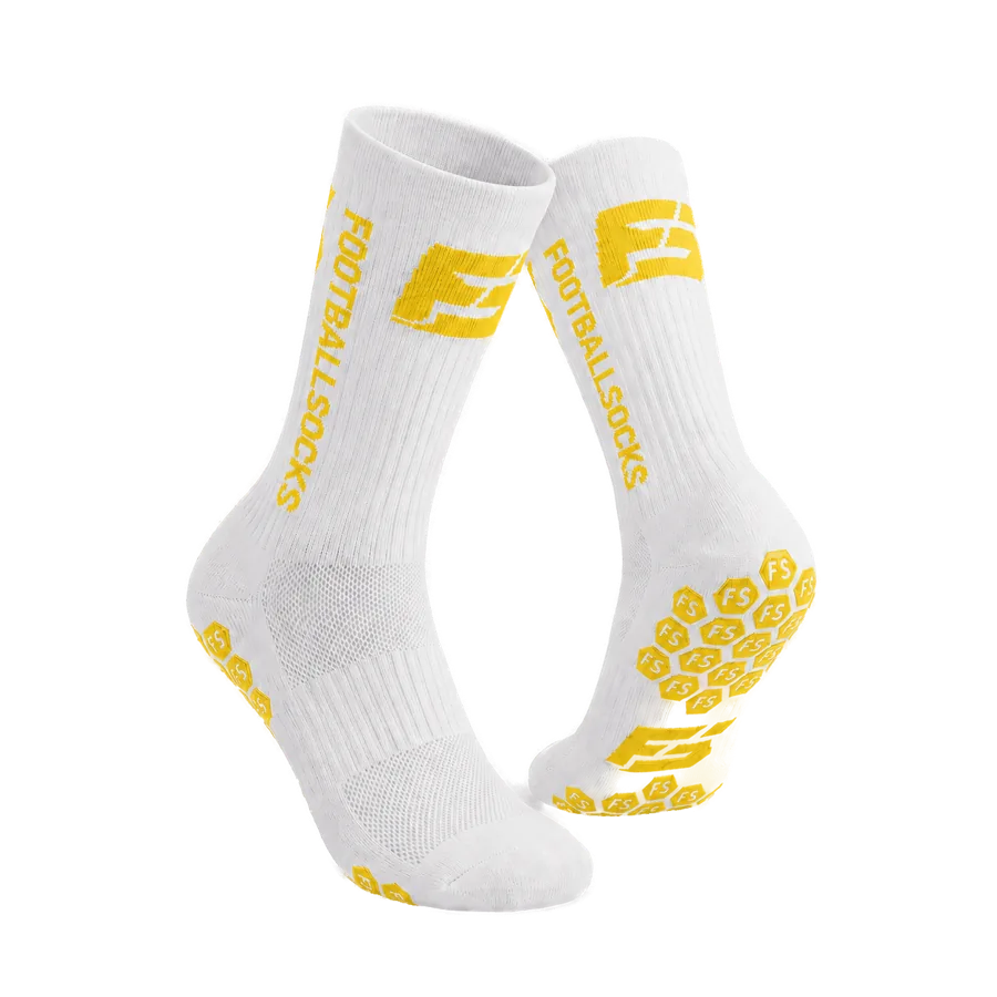 Footballsocks Grip-Socken Weiß / Gelb