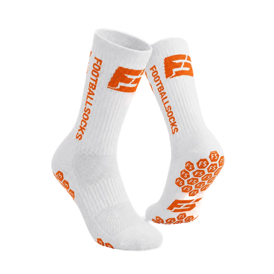 Footballsocks Grip-Socken Weiß / Orange